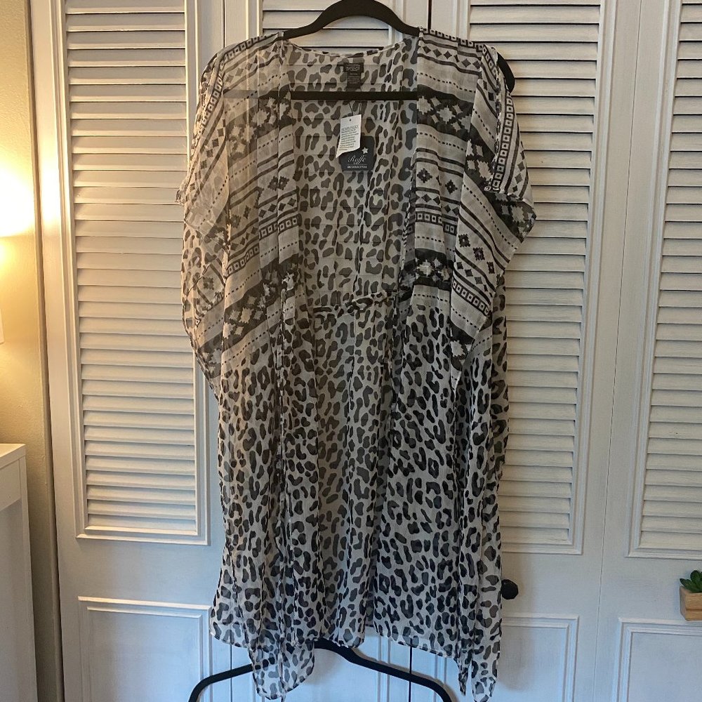 Black and White sheer Kimono